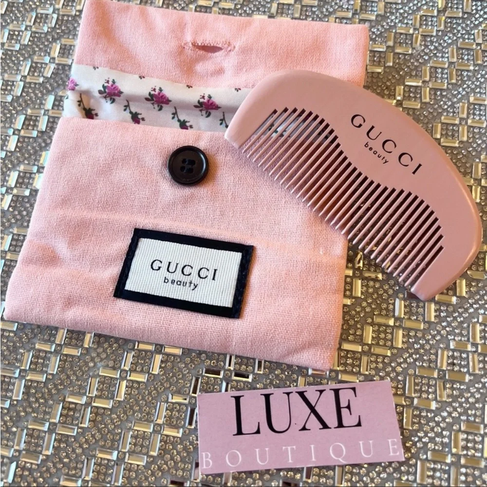💎 GUCCI Beauty Pink Hair Comb + Travel Pouch Floral NEW Gift Glam Luxe